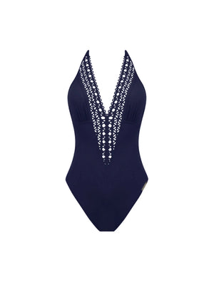 Lise Charmel Swimwear - Ajourage Couture Plunging Back And Front Halter Swimsuit Marina Couture