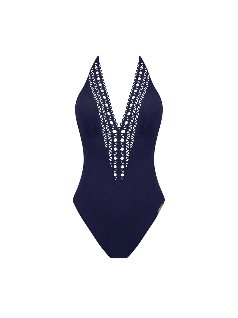 Lise Charmel Swimwear - Ajourage Couture Plunging Back And Front Halter Swimsuit Marina Couture