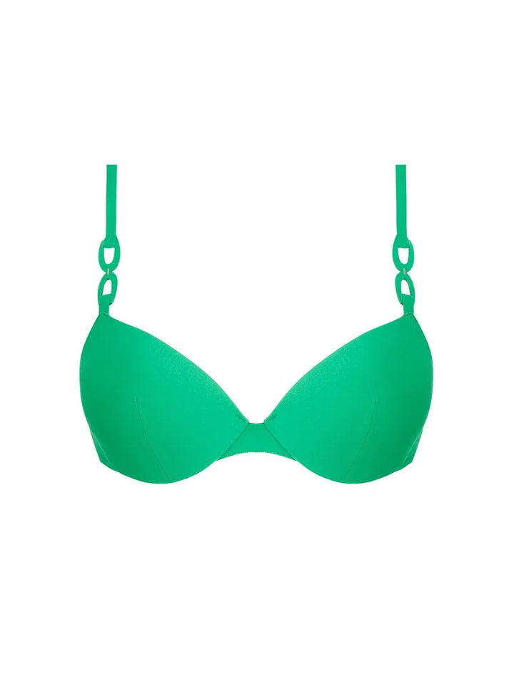 Lise Charmel Swimwear - Grace Infinie Padded Plunge Bikini Top Emeraude Infini