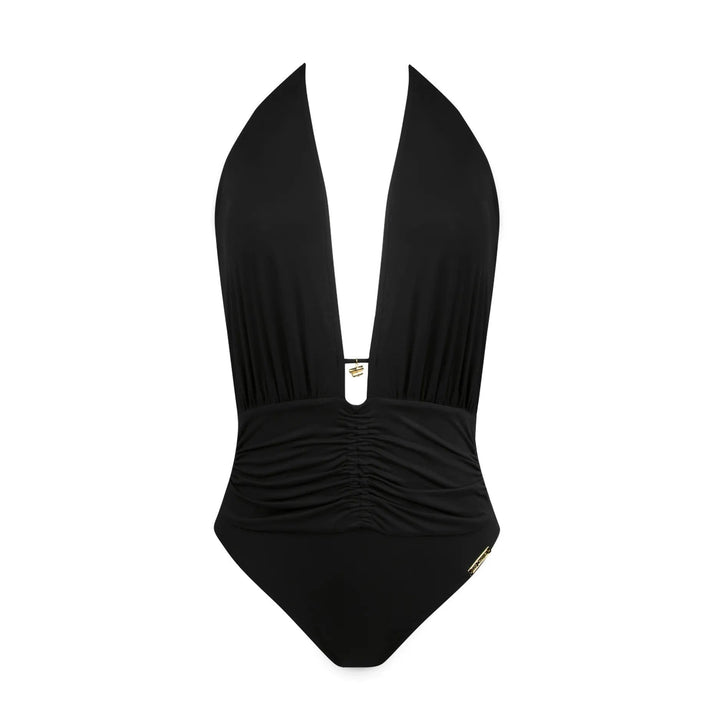 Lise Charmel - Sublime Drape N/W Seduction Halter Swimsuit Noir Plunge Swimsuit Lise Charmel Swimwear 