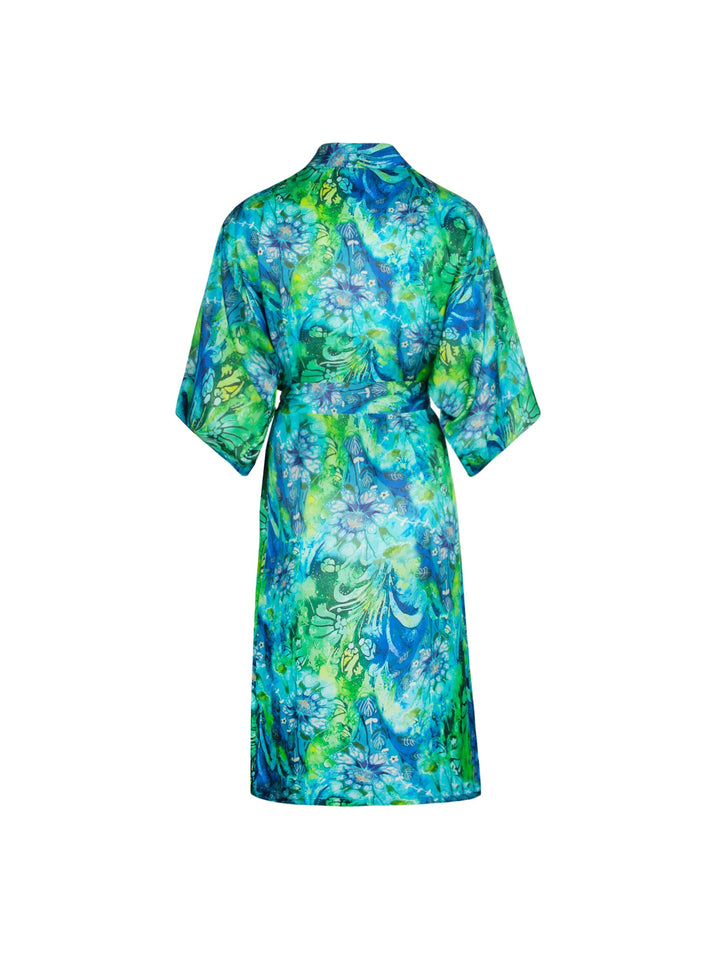 Lise Charmel - Grace Aquatique Mid-Length Negligee Gown Floral Aqua Negligee Gown Lise Charmel 