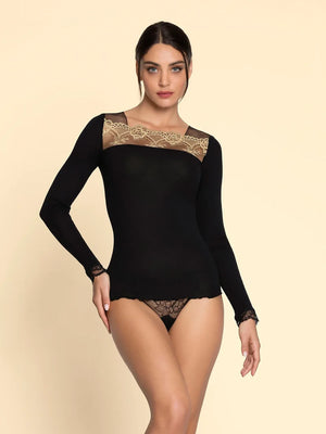 Lise Charmel - Sublime En Or Long Sleeved Top Noir Eclat