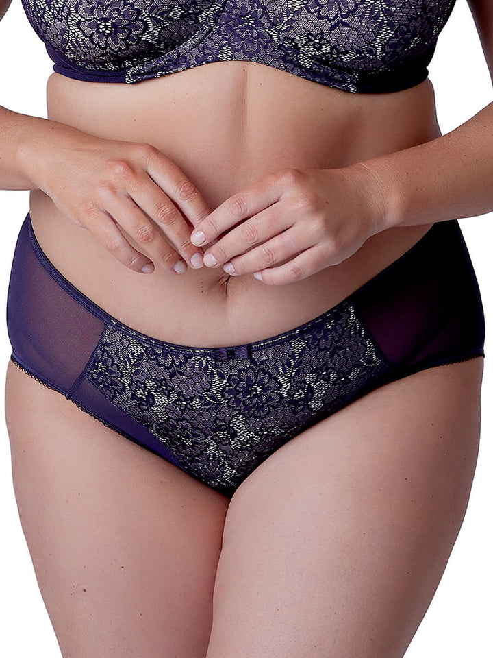 Berlei - Beauty Lace Deep Brief Aubergine