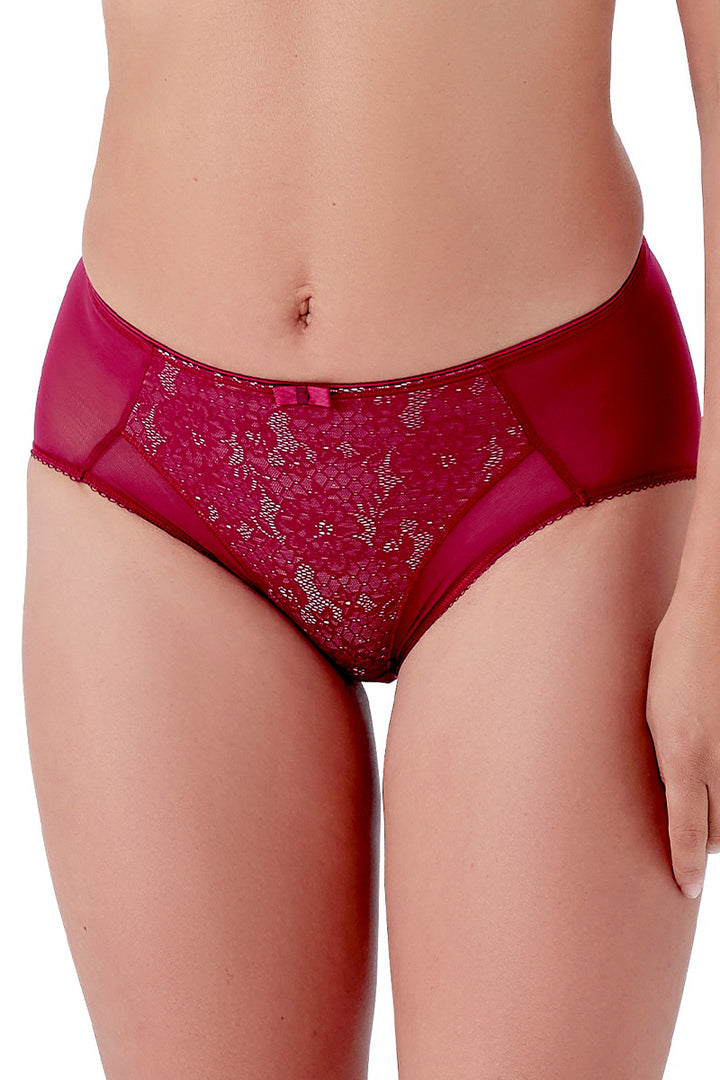 Berlei - Beauty Lace Deep Brief Burgundy