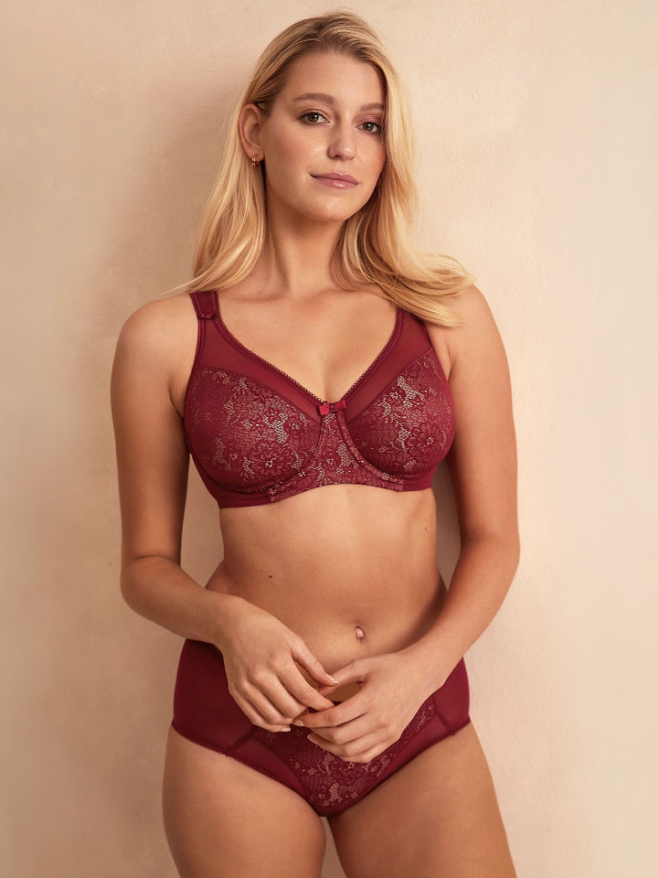 Berlei - Beauty Lace Deep Brief Burgundy
