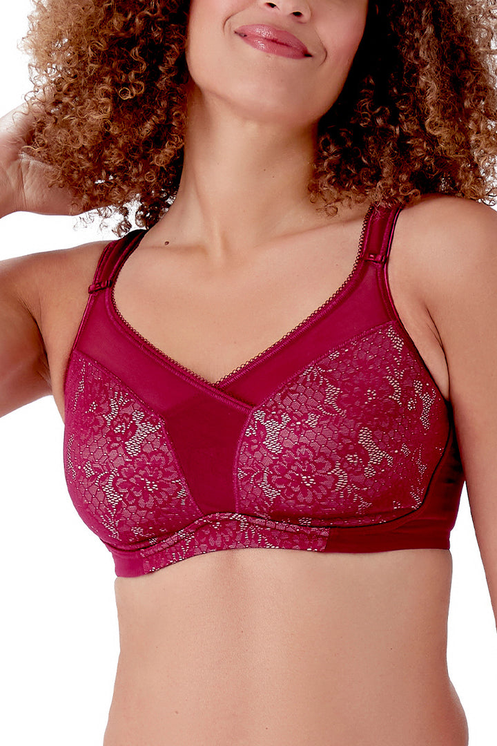 Berlei - Beauty Lace Non Wired Minimiser Bra Burgundy