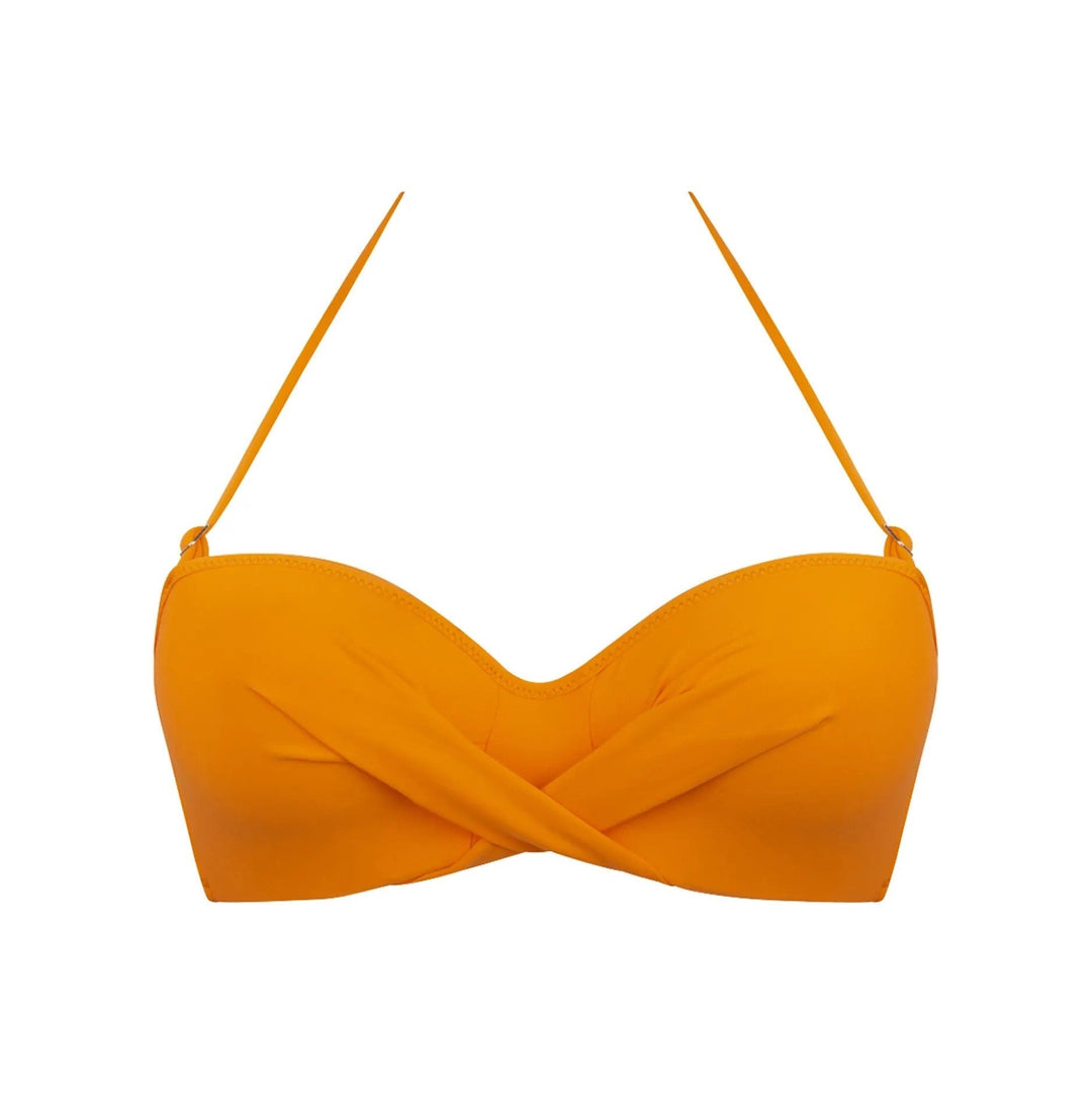 Antigel von Lise Charmel - La Chiquissima gepolsterter trägerloser Bandeau-Bikini Orangefarbener trägerloser Bikini Antigel-Bademode von Lise Charmel