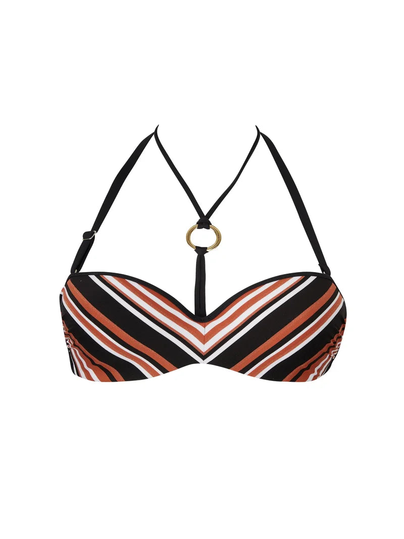 Antigel Swimwear by Lise Charmel - L Antigel Globe Strapless Bandeau Bikini Auburn Rayé