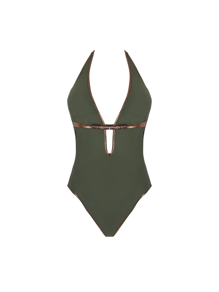 Antigel Swimwear by Lise Charmel - La Smartissime Seductive Wireless Swimsuit Kaki Bronze