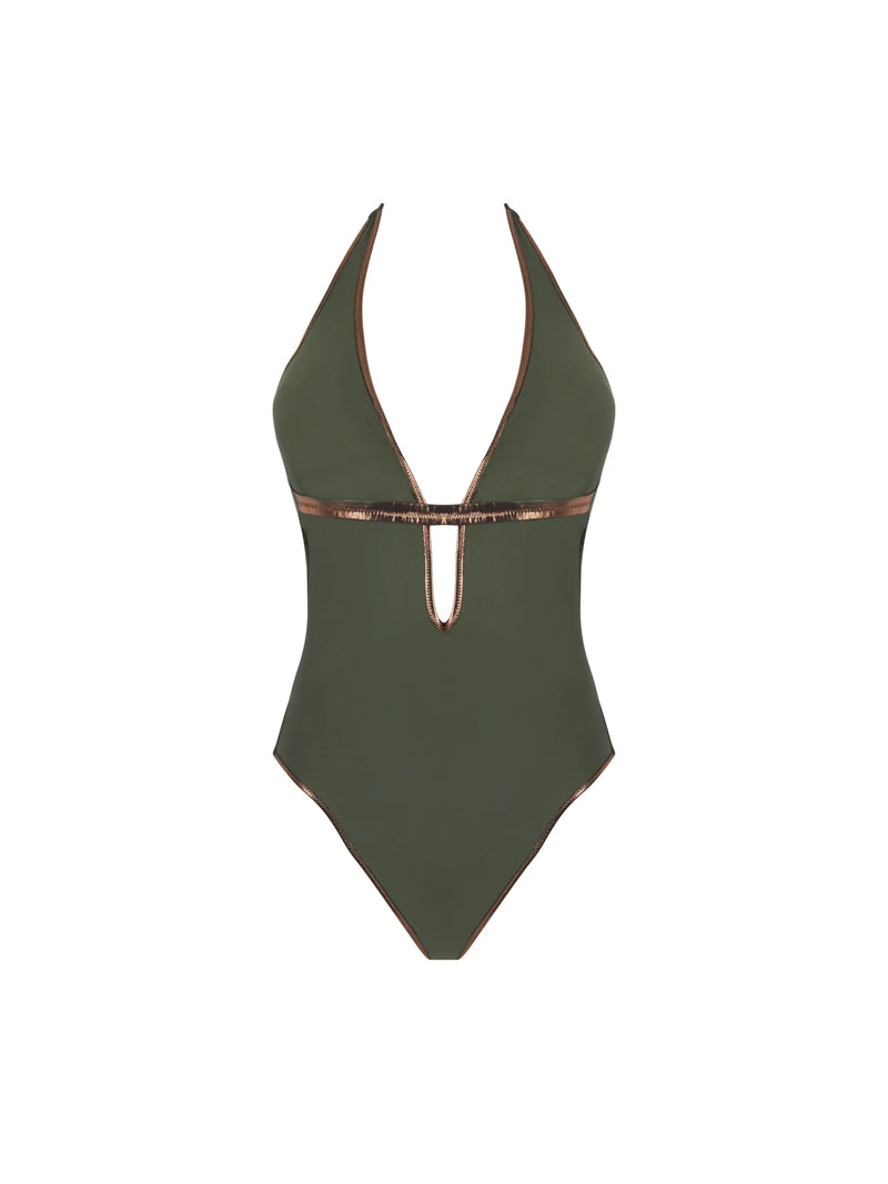 Antigel Swimwear by Lise Charmel - La Smartissime Seductive Wireless Swimsuit Kaki Bronze