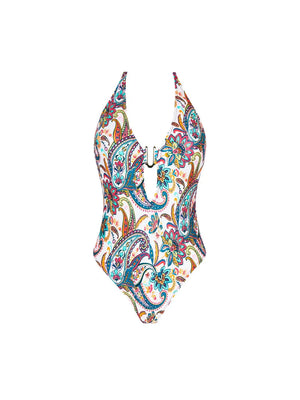 Antigel Swimwear By Lise Charmel - La Bayadere Wireless Halter Swimsuit Blanc Flashy