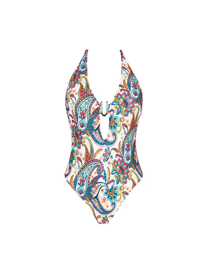 Antigel Swimwear By Lise Charmel - La Bayadere Wireless Halter Swimsuit Blanc Flashy