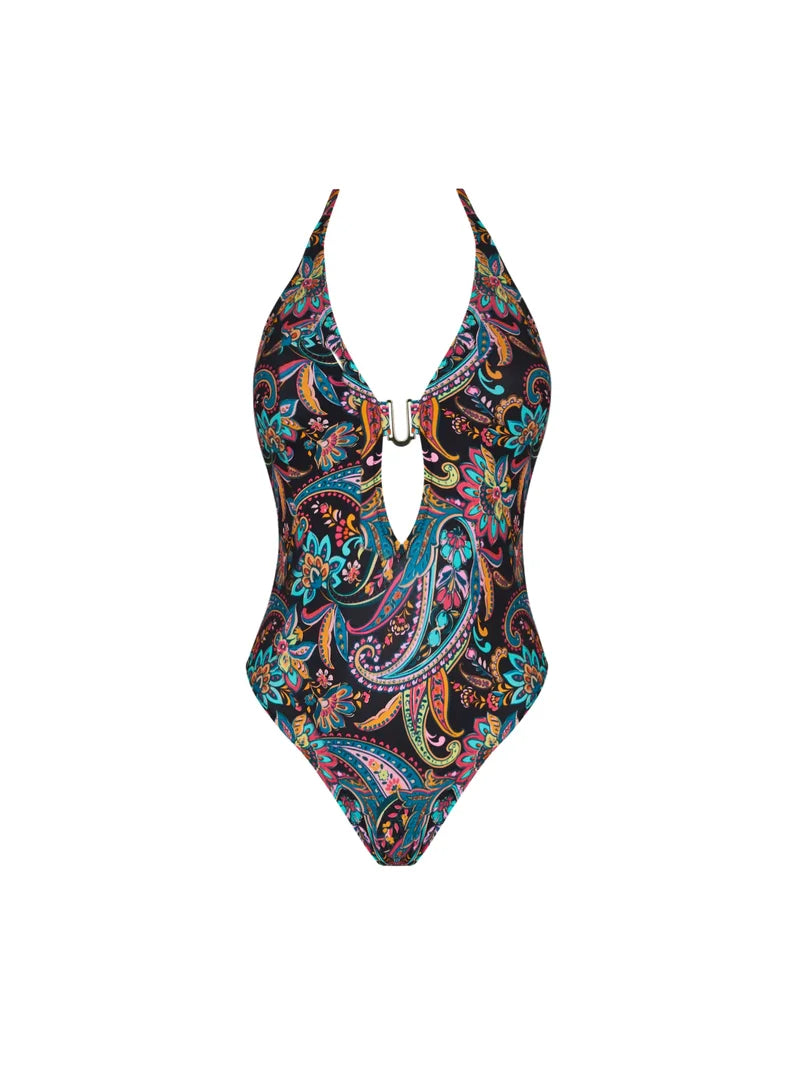 Antigel Swimwear By Lise Charmel - La Bayadere Wireless Halter Swimsuit Noir Flashy