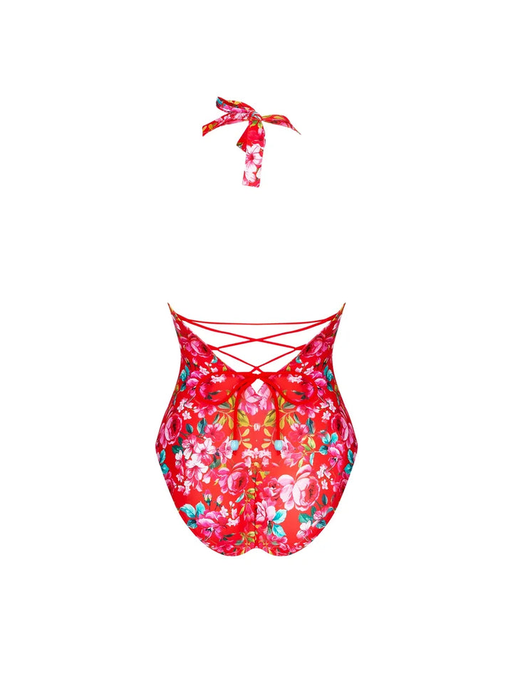 Antigel Swimwear by Lise Charmel - La Cherie Forever Wireless Halterneck Swimsuit Rouge Cherie