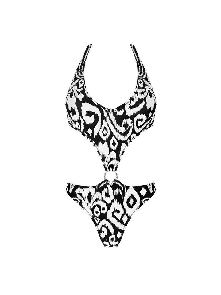 Antigel Swimwear By Lise Charmel - La Balinaise Trikini Ikat Blanc Noir