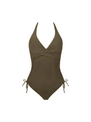 Antigel Swimwear By Lise Charmel - La Chiquissima Plunging Back Swimsuit Kaki Chic