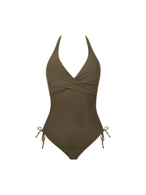 Antigel Swimwear By Lise Charmel - La Chiquissima Plunging Back Swimsuit Kaki Chic