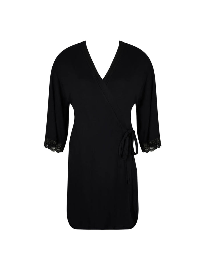 Antigel by Lise Charmel - Daily Paillette Mid-Length Negligee Gown Noir Pailette