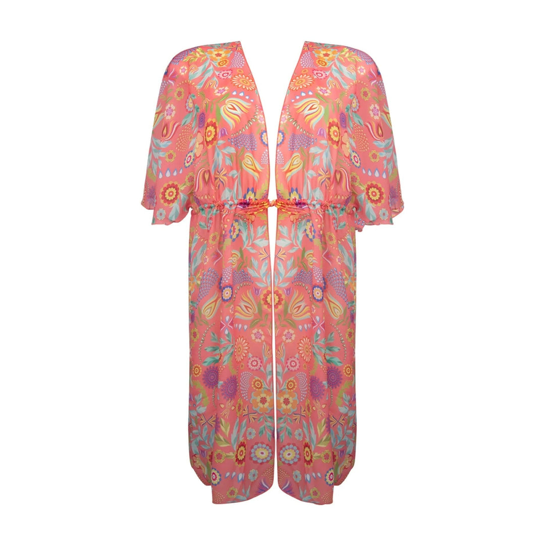 Antigel-Bademode – La Muse En Fleurs geöffnetes Kimono-Blumenstrauß-Pastell-Strandkleid Antigel-Bademode von Lise Charmel