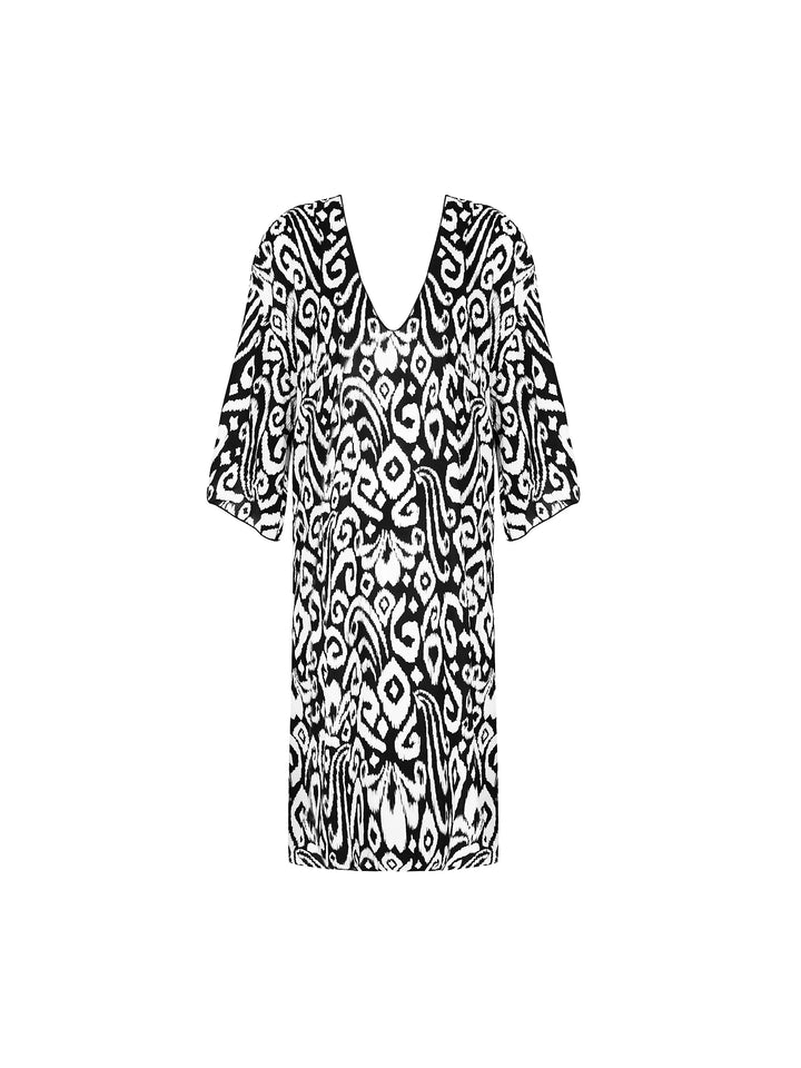 Antigel Swimwear By Lise Charmel - La Balinaise 3/4 Sleeve Tunic Ikat Blanc Noir