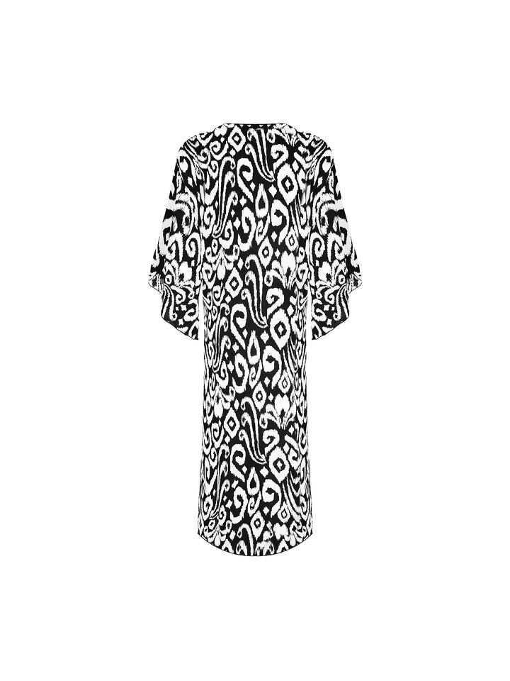 Antigel Swimwear By Lise Charmel - La Balinaise 3/4 Sleeve Tunic Ikat Blanc Noir