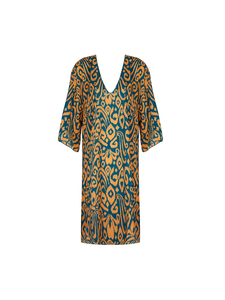 Antigel Swimwear By Lise Charmel - La Balinaise 3/4 Sleeve Tunic Ikat Vert Orange