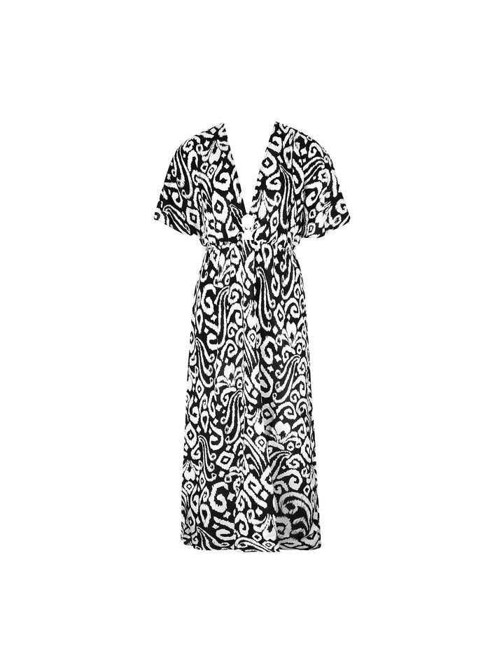 Antigel Swimwear By Lise Charmel - La Balinaise Maxi Dress Ikat Blanc Noir