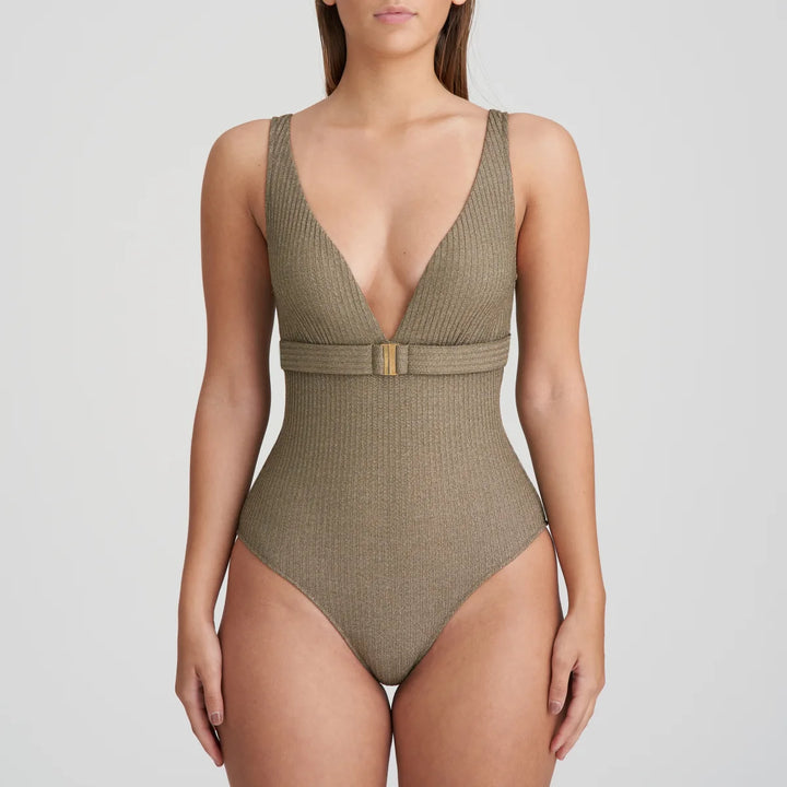 Marie Jo Swimwear - Tinjis Plunge Swimsuit Wireless Golden Olive