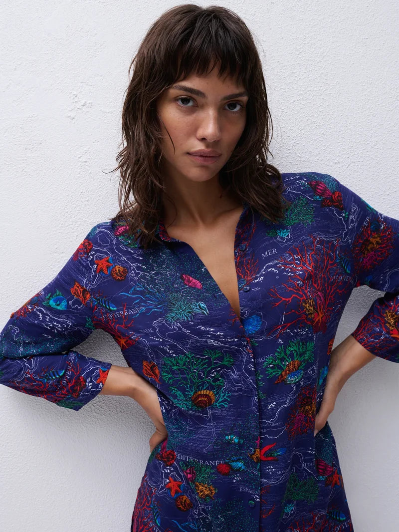 Chantelle - Passionate Long Sleeved Shirt Dark Mediterranean