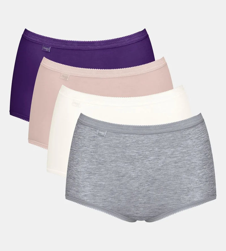 Sloggi - Basic Plus High Waist Brief 4x Multipack Grey, White, Nude & Purple