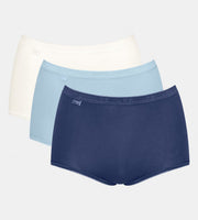 Sloggi - Basic Plus High Waist Brief 3 Pack Blue & White