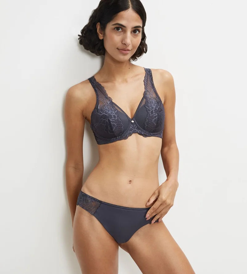 Triumph - Wild Peony Florale Plunge Spacer Bra Pebble Grey