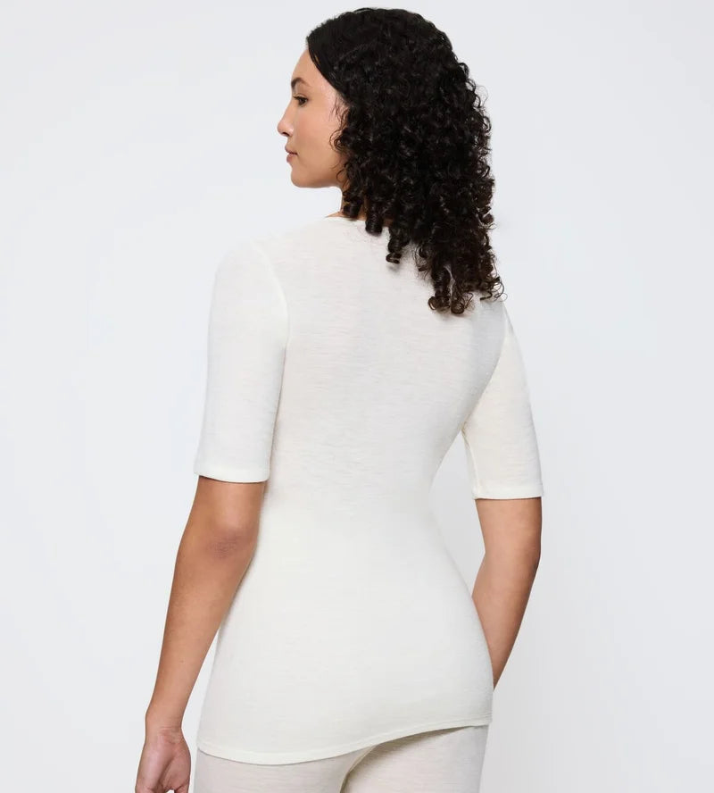 Triumph - Beauty Layers Short Sleeved Top Wool Ecru White