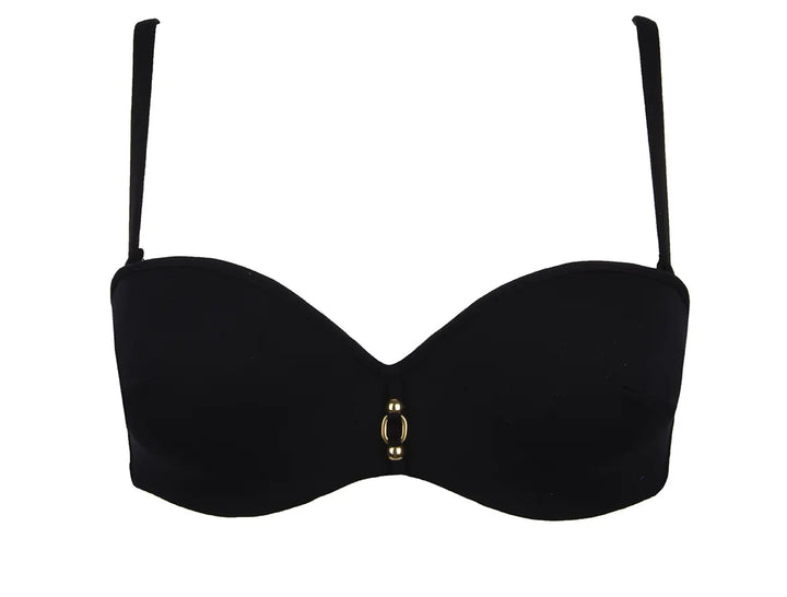 Lise Charmel - Beaute Pure Cropped Bustier Bikini Noir Push Up Bikini Lise Charmel Swimwear 