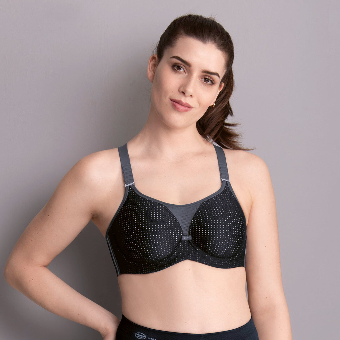 Anita Active Performance Wirex Sports Bra With Underwire - 블랙/무연탄 스포츠 브라 Anita Active