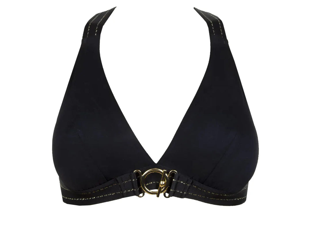 Lise Charmel - Anneaux D Or Triangle Bikini Top Noir Plunge Bikini Lise Charmel Swimwear 