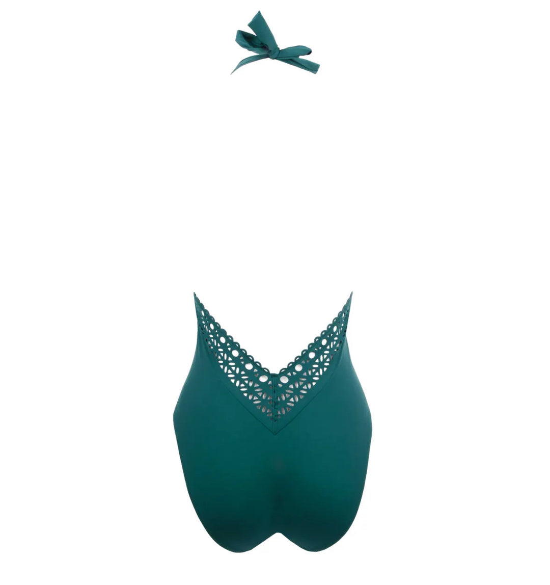 Lise Charmel Swimwear - Ajourage Couture Plunging Back and Front Halter Swimsuit Pacifique Couture