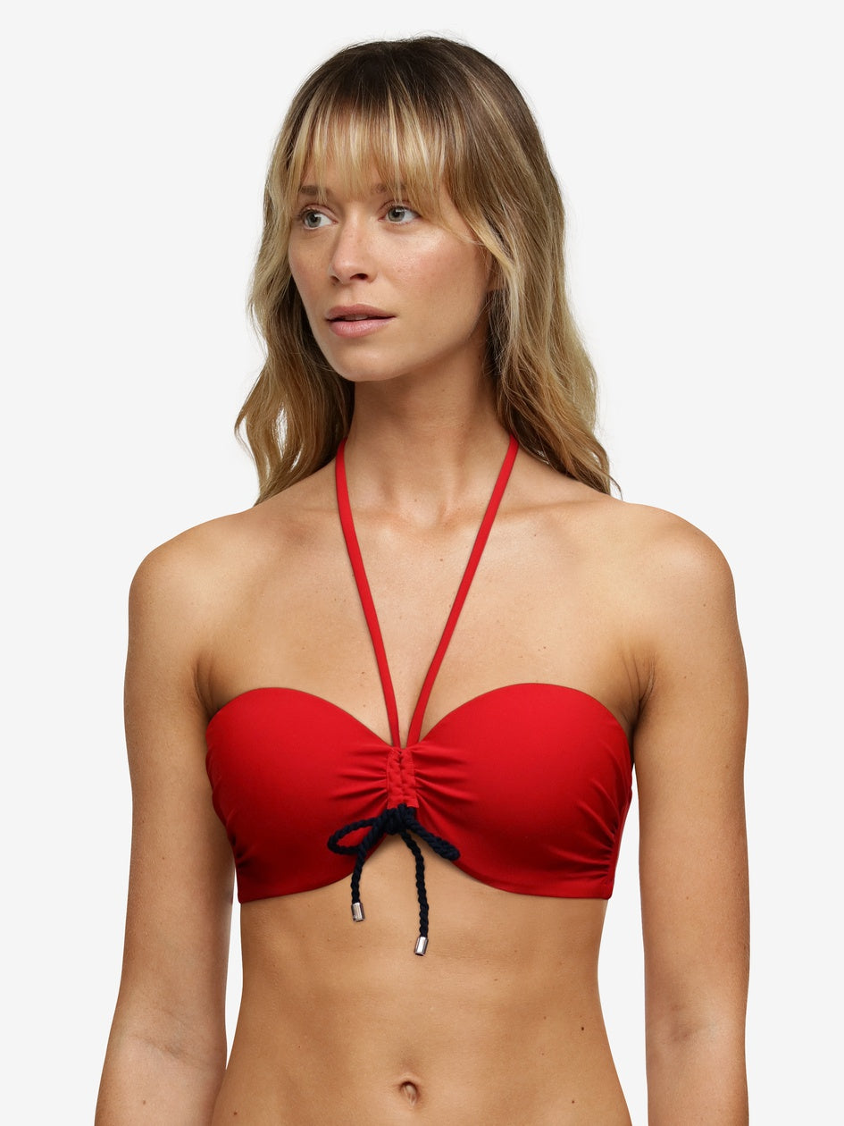 Haut de bikini t-shirt bandeau Chantelle Inspire - Bikini bonnets emboîtants rouge poivre Chantelle Swim