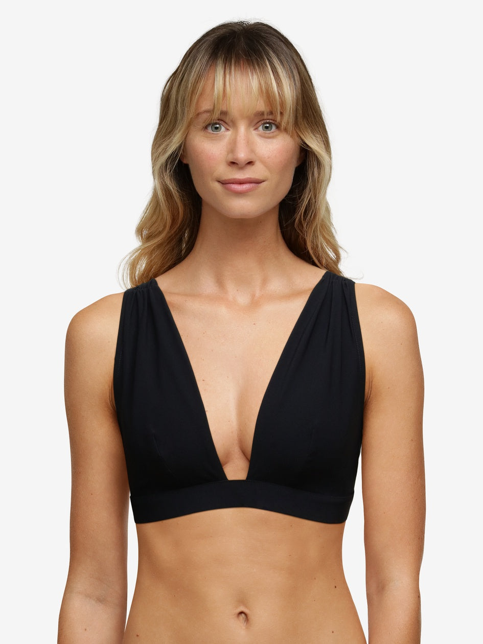 Chantelle Inspire Wirefree Plunge-Bikinioberteil - Schwarzer Plunge-Bikini Chantelle Swim
