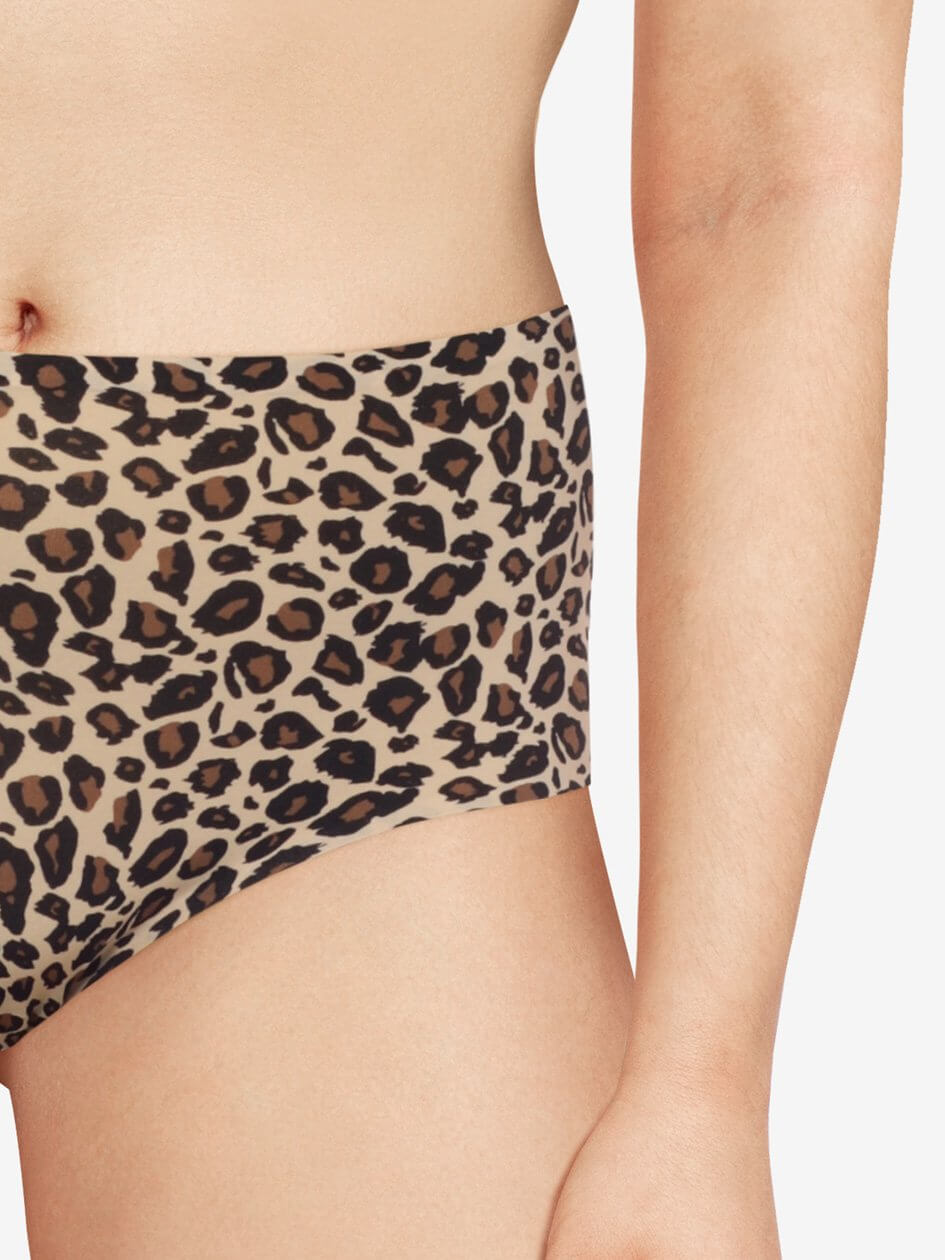 Chantelle Braguitas de cintura alta con elasticidad suave - Braguitas altas con estampado de leopardo Chantelle