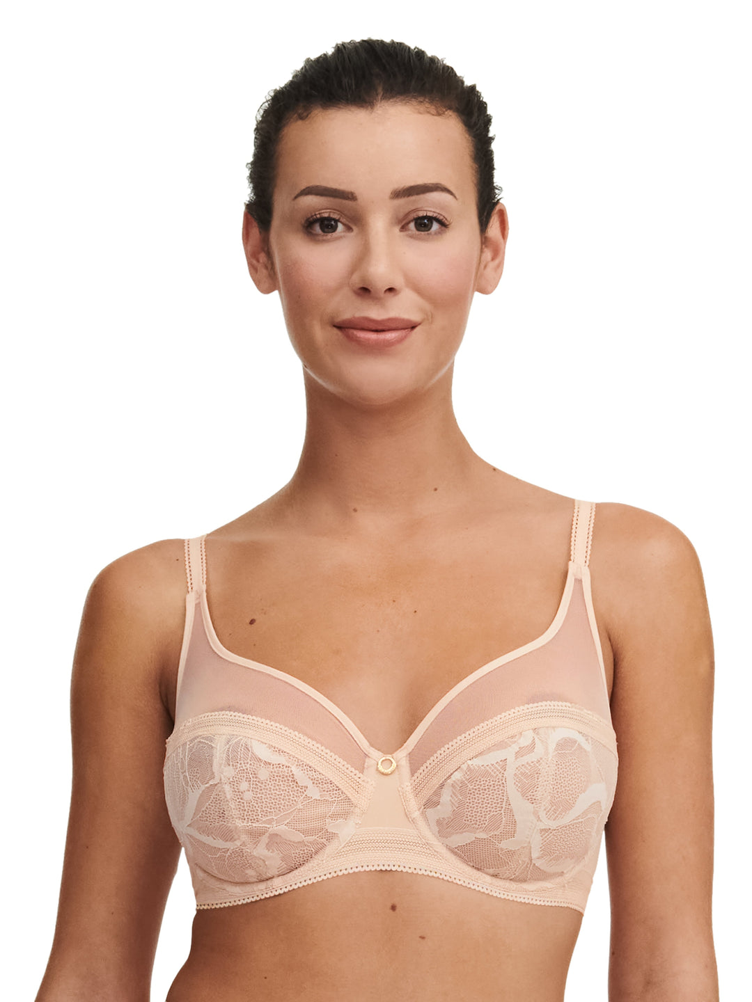 Reggiseno con ferretto molto coprente in vero pizzo Chantelle - Reggiseno coppa intera beige dorato Chantelle