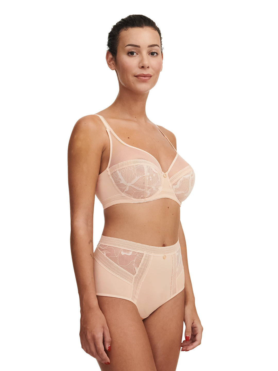 Slip intero a vita alta in vero pizzo Chantelle - Slip intero beige dorato Chantelle