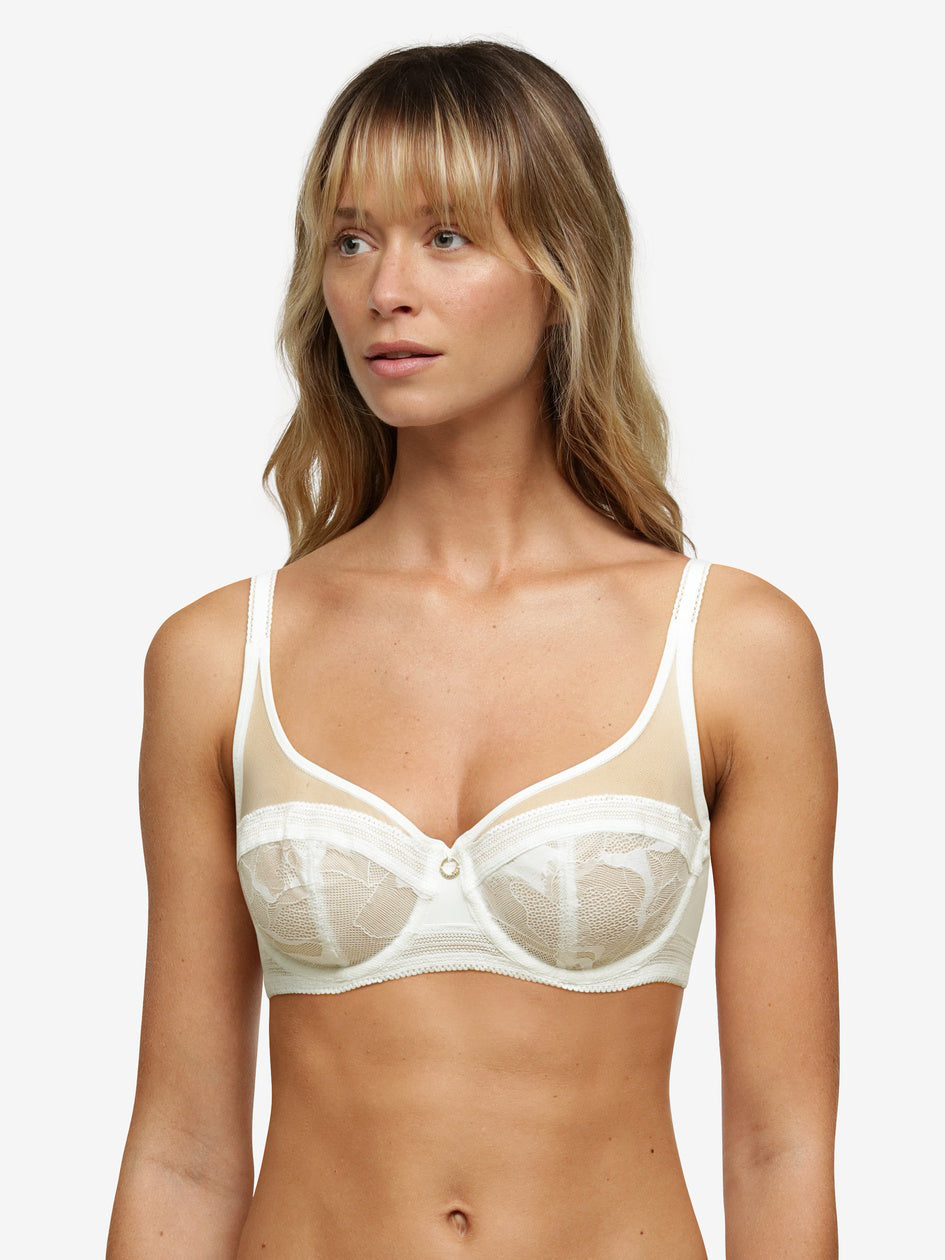 Chantelle True Lace Very Covering Underwired Bra - Milk Full Cup Bra Chantelle 