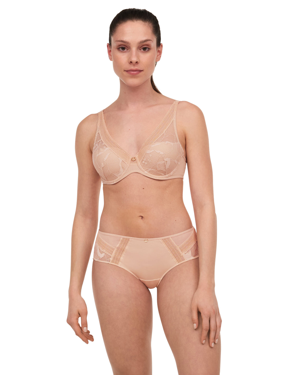 Reggiseno distanziatore con scollo profondo in vero pizzo Chantelle - Reggiseno con scollo profondo beige dorato Chantelle