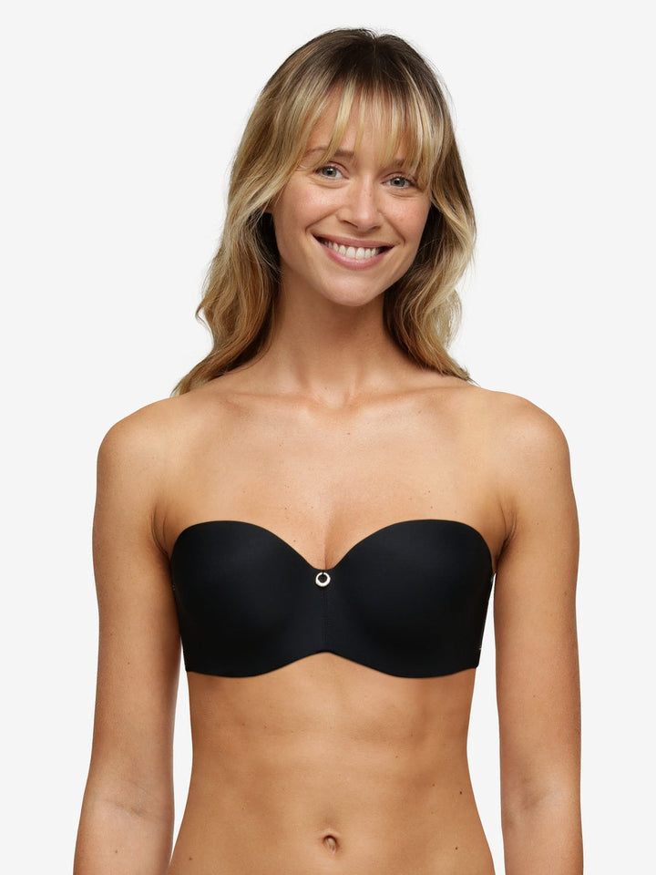 Chantelle True Lace Bandeau T-Shirt Bra - Black Bandeau Bra Chantelle 