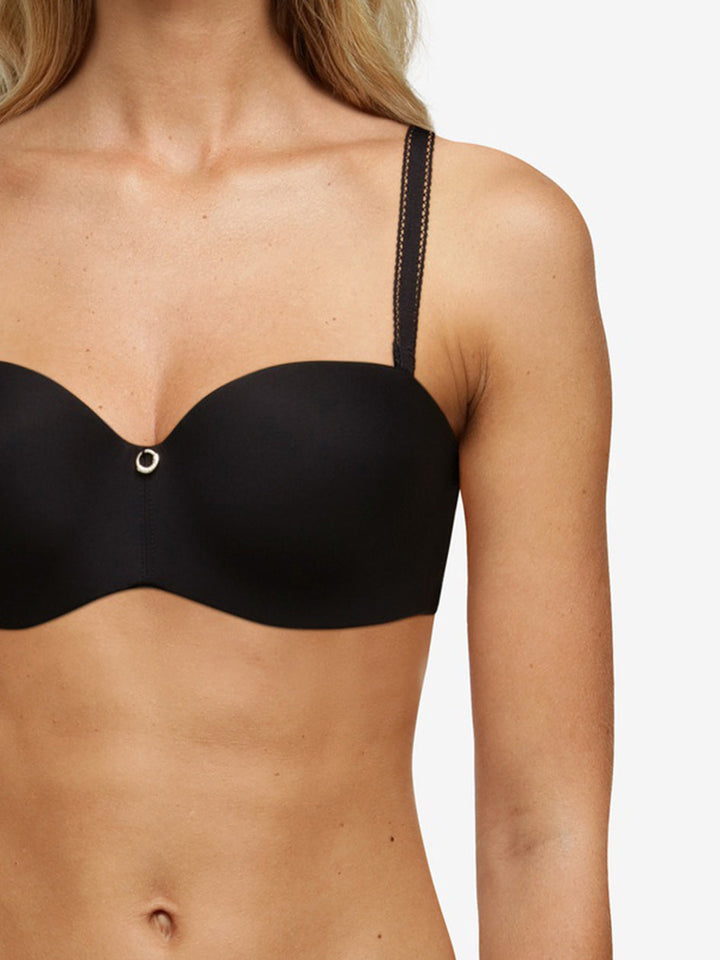 Chantelle True Lace Bandeau T-Shirt Bra - Black Bandeau Bra Chantelle 