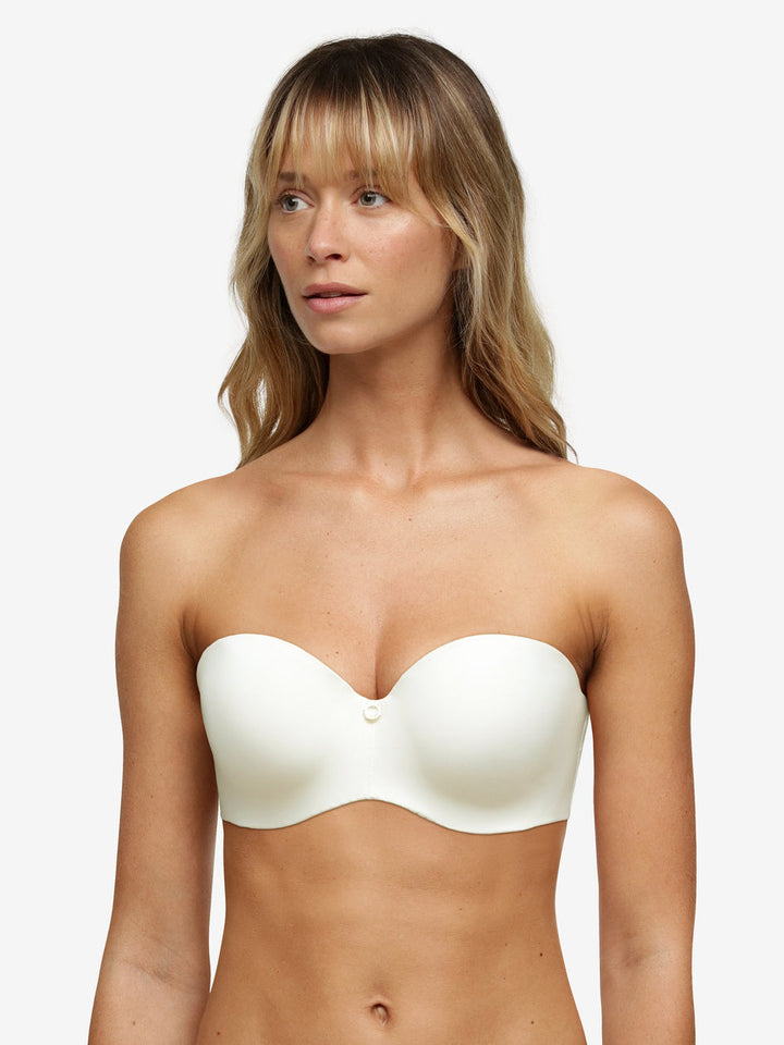 Chantelle True Lace Bandeau T-Shirt Bra - Milk Bandeau Bra Chantelle 