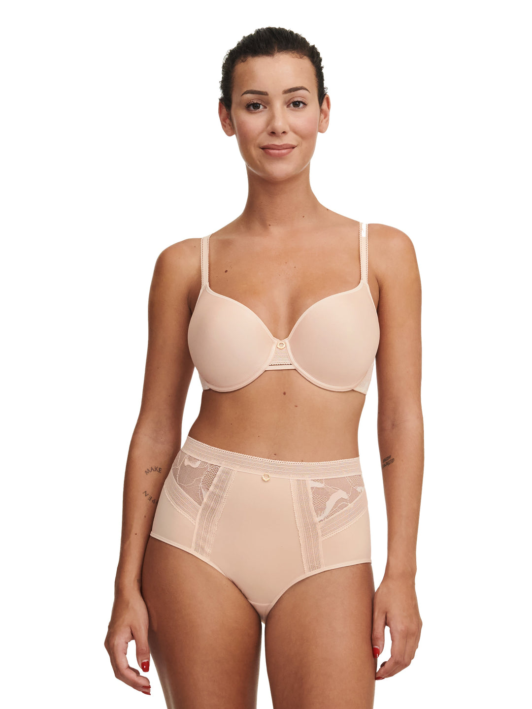 Soutien-gorge à mémoire de forme couvrant True Lace Chantelle - Soutien-gorge emboitant beige doré Chantelle