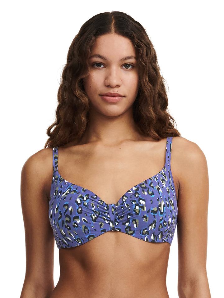 Chantelle Swimwear Eos Covering Underwired Bra - Bikini de copa completa de leopardo azul Chantelle