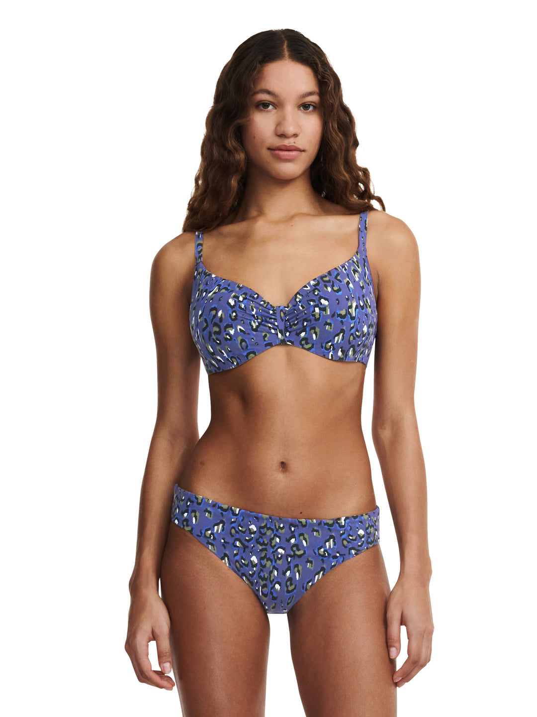 Chantelle Swimwear Soutien-gorge à armatures couvrant Eos - Bikini emboîtant bleu léopard Chantelle